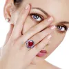 Wedding Rings Genuine 925 Sterling Silver 14*18mm Oval Created Ruby Ring For Women Vintage Punk Birthday Stone Wedding Party Fashion Jewellery 231214