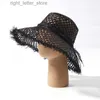 Chapeaux à bord large chapeau seau de luxe Brand de luxe Brim Bénéraire Place pour femmes Summer Raffia Sun chapeaux UV Protection Paille Chapeau de fête en plein air YQ231215