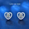 Stud Earrings HTOTOH Moissanite S925 Silver Heart Shaped Female 0.5 Ct Four Claw Engagement