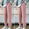 Pantaloni da donna Pantaloni sportivi traspiranti Harem Accogliente peluche invernale con tasche elastiche in vita per le donne Morbido caldo con fascia alla caviglia