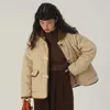 Parkas en duvet pour femmes Vestes d'hiver pour femmes Parkas en coton Doublure en velours épais pour la chaleur Boucle en corne Manteau d'extérieur ample court Noir KakiL231215