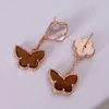 Luxury Designer Earrings Ear Stud High Quality Women Brand Letter Rose Gold Copper Butterfly Earring Loop Drop Party Wedding Jewelry Christmas Gifts