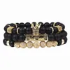 3st Set Men Woman Bead Armband Royal Crown Charm Bangle Natural Pärlor Buddha Armband för kvinnor och Mens Pulseras Masculina Y200244I