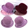 Berets Fashion Autumn Winter Winter Vintage Vintage Fuux Fur Feld Bucket Hats Ladies Bowknot Hat-Firedly Basin Hat Hat Fisherman