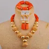 Necklace Earrings Set One Row Choker Coral Beads Jewelry Orange / Red White Color Bridal Nigerian Wedding African