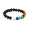 7 Chakra Reiki Healing Stone Heart Bracelet Yoga Balance Energy Natural Lava Stones Beads Jewelry