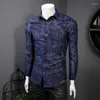 Men's Casual Shirts 2023 Spring And ASutumn Youth Perennial Stock Long-Sleeved Large-size Shirt Lapel Flower