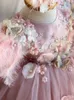 Girl s Dresses Pink Children s Flower Girl Dress Tulle Butterfly Attends Party Wedding Celebration Birthday First Communion Prom 231215