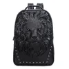 Borse per spalle da uomo intera fabbrica Street Cool Animal Leon Head Uomini zaino impermeabile in pelle resistente alla pelle S311i