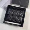 Fashion Design Women's Luxury Classic Caviar Diamondback Buckle Zero Wallet Leather Multi Card Slot Double Letter Card Bag 50086 Black