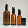 Groothandel Amber Glas Spray Parfumflesje Parfum Verstuiver Dikke Lege Make Cosmetica Container 5-100 ml LL