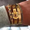 Juneleaf 4pcs Set Men Steel Roman Romar Numer Bracelet Bracelet Bugles Bacles