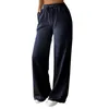 Pantaloni da donna vestibilità ampia casual tinta unita gamba larga dritta con lacci pantaloni per abbigliamento yoga pantaloni sportivi