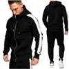 Trainingspakken voor heren Herfst-wintertrainingspak Herenset 2-delige hoodies met rits Joggers Broeken Hardlopen Joggen Sportkleding Sweatsuit met capuchon Oefening 231214