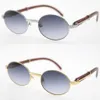 Vente de lunettes de soleil rondes surdimensionnées en bois d'or 18 carats en édition limitée Décor cadre en bois de haute qualité C Décoration UV400 Lens Sun Glass282p