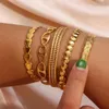 Bangle vattentät justerbart rostfritt stål Öppna manschettarmband armband för kvinnor mode hjärta runda flas guld pläterad 231215