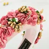 Baroque Style Hair Band Alloy Cloth Lace Flow Glass Diamond Color Trim Hoop Sponge Ladies Fashion Luxury