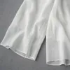 Spodnie damskie podwójna warstwowa noga Kobiety Letnia wysoka talia luźna bawełniana miękka wygodne spodnie prosta kostka