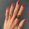 Обручальные кольца Французский минималистичный модный Vrown Черное кольцо с глазурью для женщин Винтаж Ins Style Универсальные ювелирные аксессуары 231214