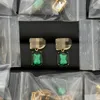 European and American emerald Diamonds Zircon letter earrings Women Ear Stud wedding embellish wear Jewelry