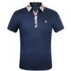 メンズポロス2024新しい格子縞の襟パッチワークメンズプレーンコットン短袖Tシャツポロシャツ