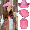 Roze Cowgirlhoed Roze Cowboyhoed voor feestjes Verlichte Cowgirl Verjaardagsfeestje Hoed Verstelbare String