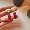 dangle earrings中国語スタイルの女性のためのレッドカラードラゴン女の子の年