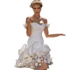 Robe de mariée bohème courte 3D florale Aliques froncée sur l'épaule longueur au genou robes de mariée de jardin 2024 Sring été pays robe de mariée dos