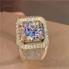 Обручальные кольца Блестящий белый циркон с круглым камнем, винтажное золотое обручальное кольцо, мужское модное обручальное кольцо с кристаллами 240103