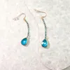 Dangle Earrings SIPENGJEL Shiny Blue Crystal Long Tassel For Women Geometric Elegant Wedding Jewelry Gifts