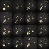 Necklace Earrings Set 20set/lot Stainless Steel Gold Color Dog Mouse Heart Flower Pendant Chain Stud Earring For Women Jewelry Wholesale
