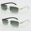 Projektanci okulary przeciwsłoneczne hurtowy styl sprzedaży 8200757 Oryginalne oryginalne naturalne czarno -białe pionowe paski Buffalo Rimless 8200758 Męskie okulary żeńskie