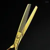 Ciseaux à cheveux dorés 6 pouces, ciseaux amincissants en acier 440C, outils professionnels de barbier