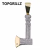 Topgrillz Hip Hop Jewelry Axe Necklacependant Copper Gold Color Plated Iced Out Micro Pave Cubic Zircon Charm för män gåvor254i