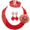 Naszyjniki Zestaw mody Kostium królewskiego i jeziora afrykańskie koraliki biżuteria Nigerian Wedding Crystal Bridal 5JZ07