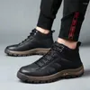 Boots Men Leather Thick Composite Sole Winter Shoes Cowhide Designer Ankle For Man Outdoor Hiking