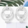 Dangle Oorbellen GODKI 49 mm Luxe Dubbele Cirkel Volledige Micro Kubieke Zirkoon Naija Bruiloft Oorbel Brincos Boucle D'oreille 2023 Trendy