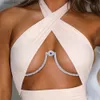 Outros acessórios de moda Stonefans Demon Eye Chest Bracket Bra Colar Bikini Bo Jóias Summer Beach Rhinestone Chest Chain Harness Festival OutfitL231215