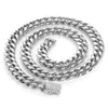 Pendant Necklaces Piece/Sets 2 Hip Hop Miami Titanium Steel Mens Necklace Bracelet Set With Zircon Spring Buckle Cuban Link Gold Chain Dhk5M