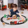 Train électrique RC sur piste électrique, voiture jouet pour arbre de Noël, modèle ferroviaire, transport avec musique, cadeaux de Noël du père Noël 231215