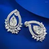 Dangle Earrings European And American 925 Silver Brilliant Pear Shaped Droplets 8 12m Flower Cut High Carbon Diamond