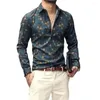 Chemises habillées pour hommes Chemise pour hommes Vintage imprimé floral décontracté avec col rabattu fermeture à bouton coupe mince doux respirant long pour homme