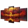 5 PCS Phoenix HD Art Pintura decorativa Decoração de parede Pintor Sala de estar Cozinha Quarto Acessórios de decoração de quarto de menino Hotel Bar adesivos de pôster de festa