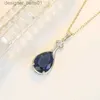 Pendant Necklaces Luxury Necklace for Women 925 Silver Jewelry Accessories Water Drop She Sphire Zircon Gemstone Pendant Wedding Party GiftL231215