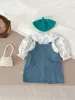 Zestawy odzieży Spring i jesienne nowonarodzone niemowlęta Koszulki kwiatowe + Serce Scirt Cowboy Onepiece spódnica moda ubrania dla niemowląt R231215