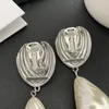 Boucles d'oreilles Dangle Designer Marque Top Qualité Élégant Argent Couleur Boucle D'oreille Perle Cristal Oreille Clip Femmes Bijoux De Luxe Cadeau De Mariage Fête