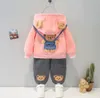 Clothing Sets Autumn and Winter New 0-4-year-old Baby Cute Cartoon Bear Set Boys and Girls Plush Sweater Two piece Children's Sweatshirt 231215