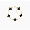 Brand Bracelet Four Leaf Grass Five Flower Bracelet Women's Trendy Versatile Natural Fritillaria 18k Thick Electroplated High Grade Feel Handicraft