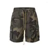 Short d'été pour hommes, grande poche, vêtements de travail, Camouflage, rétro, décontracté, sport ample, pantalon à cinq points, vêtements masculins