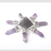 Colares Pingente Natural Rosa Rosa Quartz Clear Crystal Ametistas 7 Chakra Hexagon Prism Magic Wand Torre de Energia Reiki Pendulum H262U